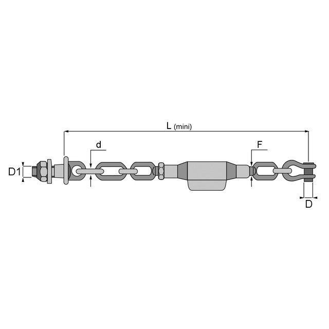 Stabilisateur A Chaine 12 MM 16X2 LG 665 MM BOULON/MANILLE référence fournisseur 31110150